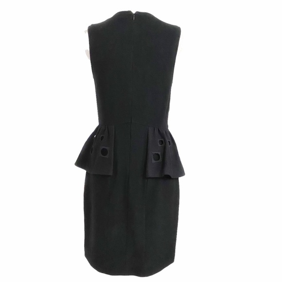TIBI BLACK WOOL CASHMERE BLEND SLEEVELESS PEPLUM FORMAL SHEATH DRESS - 4 - Picture 3 of 10